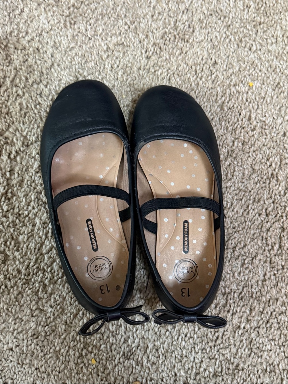 wonder nation Black Girls' Mary Jane Ballet Flats with Bow